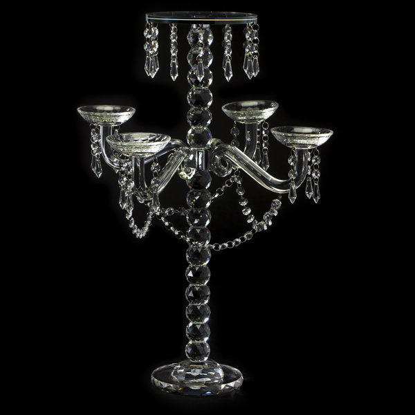 House of Hampton® 4 Arm Flower Bowl Crystal Candelabra Wayfair